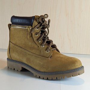 Soda Women Premium Durable Combat Work Boots w/ Zipper - Blonde - Size 8.5